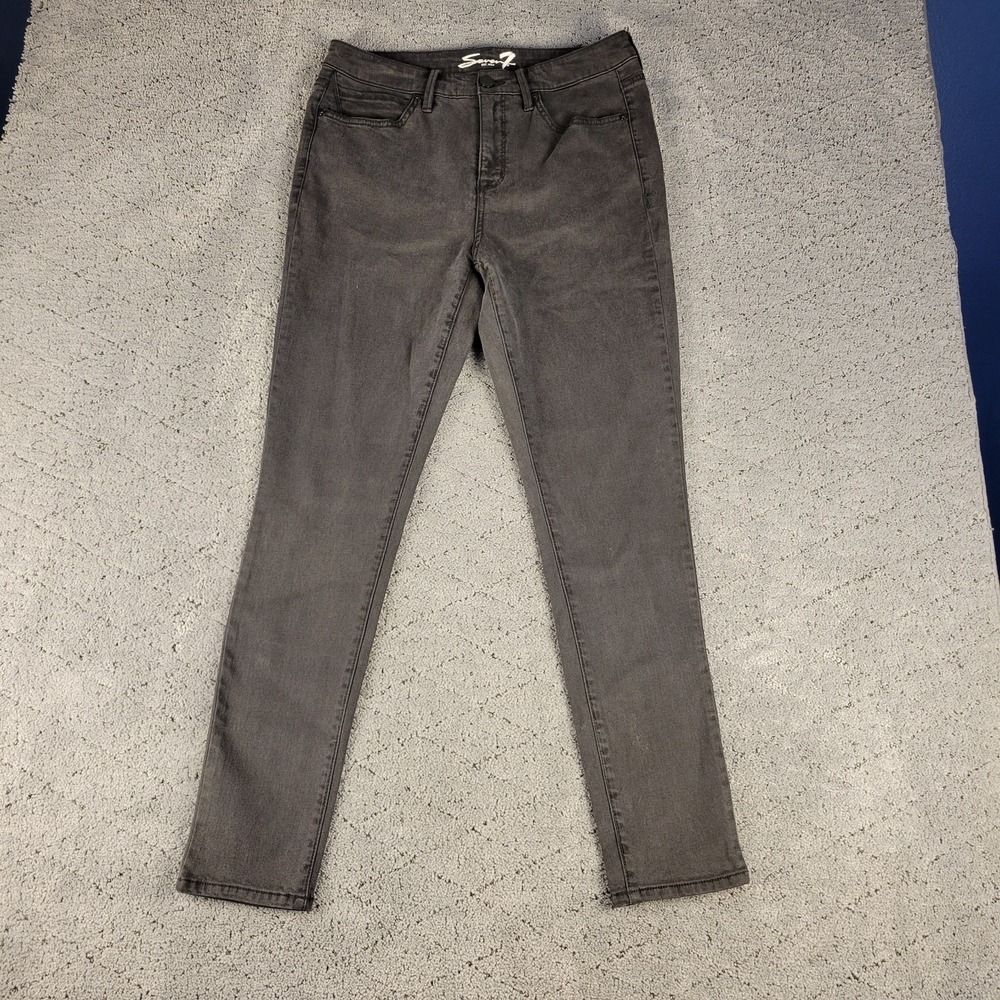 Seven7‎ Jeans Womens 8 Black Ankle Tapered Dark Wash Slimming Mid Rise Stretch